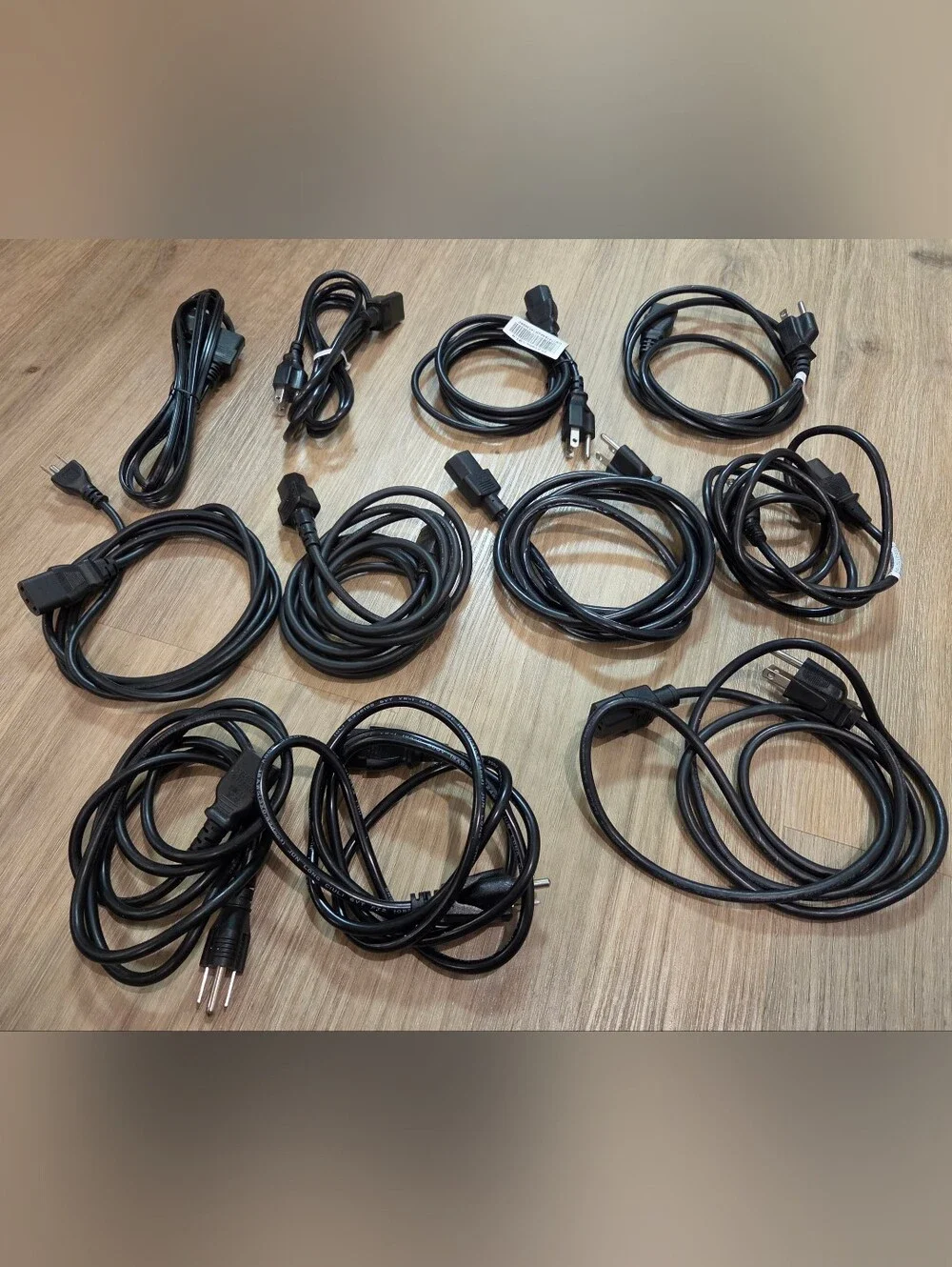 Lot Of 11 10A-125V Power Cords. Various Brands & Lengths. New & Used, Untested.